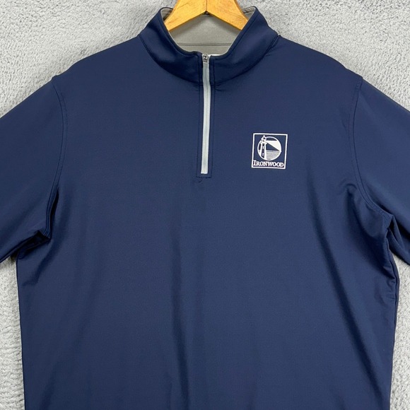 Peter Millar Mens Pullover Sweatshirt XL Navy Blue Golf Quarter Zip Stretch Logo